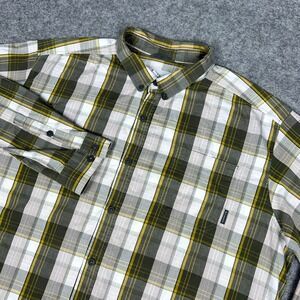 Columbia Shirt Mens 3XLT GreenPlaid Long Sleeve Button Up Fishing‎ Pocket